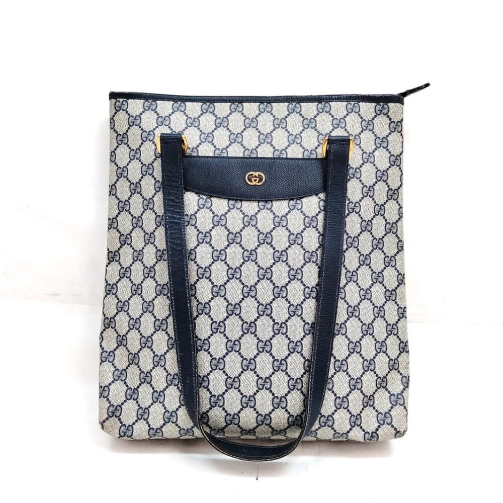 Gucci GG Navy PVC Leather Tote Bag